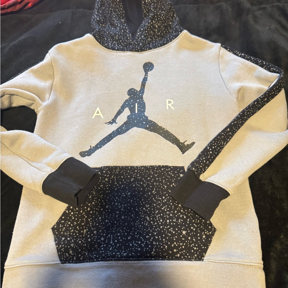 Gray and Black Hoodie with Jumpman Logo